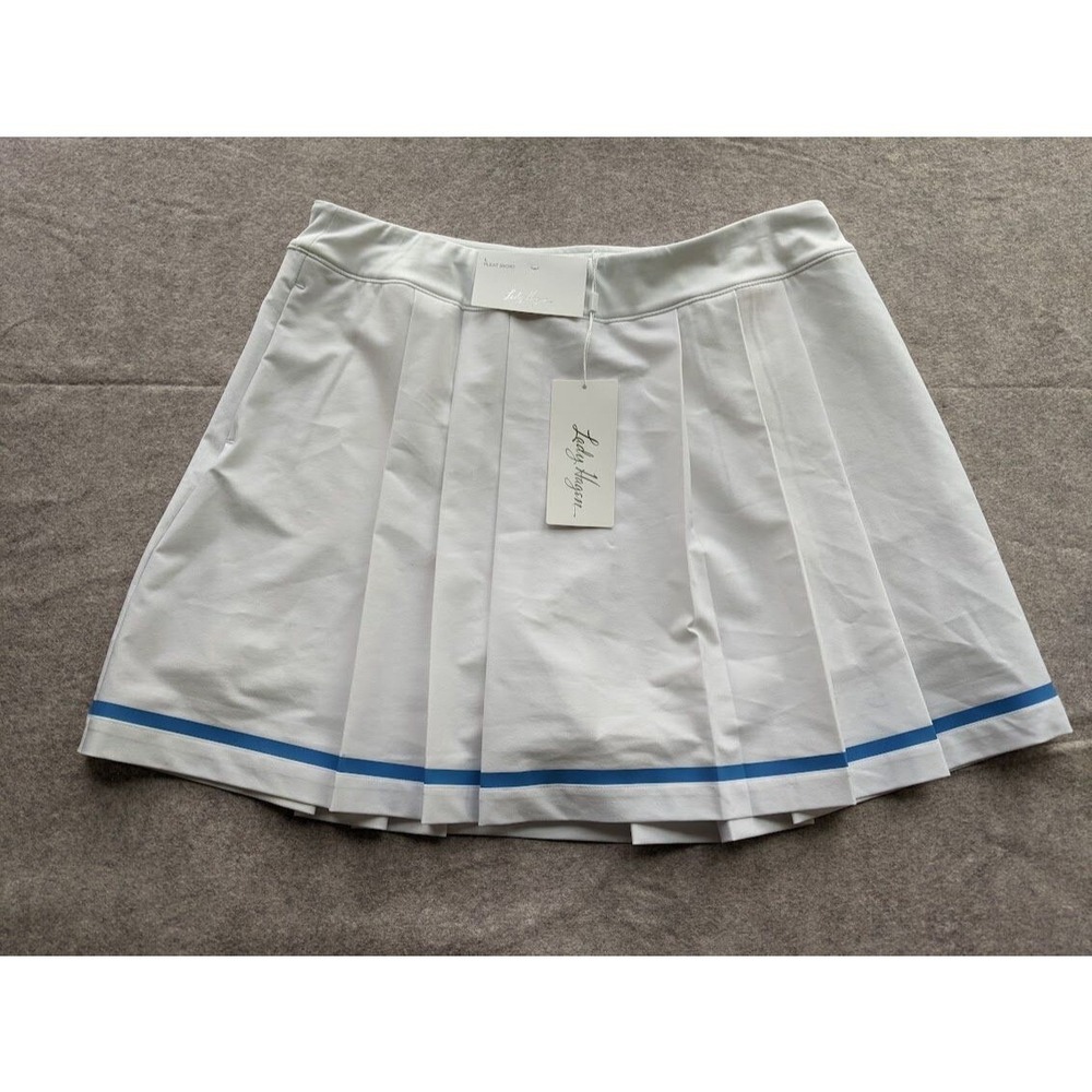 Lady Hagen Women's Golf Skort Size Large Americana Pleat White Blue‎ Stripe NEW
